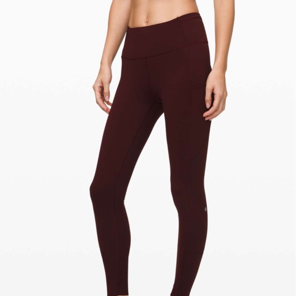Lululemon Fast and Free High-Rise Tight 28" *Non-Reflective Brushed Nulux Garnet - Picture 1 of 8